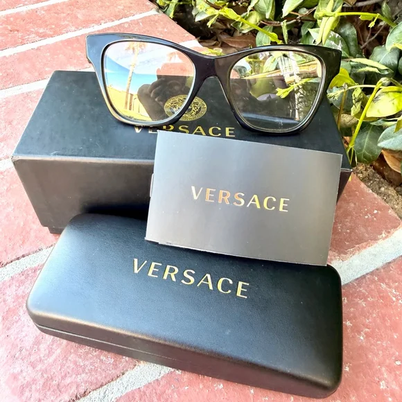 Versace VE3341U Eyeglasses Black Cat Eye Gold Medusa 52 18 145 NEW IN BOX - Picture 2 of 8